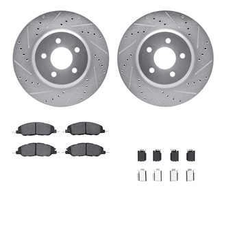 R1 Concepts® - Drilled and Slotted Front Brake Kit with Performance Sport Pads