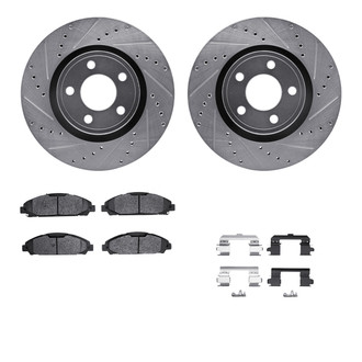 R1 Concepts® - Drilled and Slotted Front Brake Kit with Performance Sport Pads