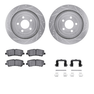 R1 Concepts® - Drilled and Slotted Rear Brake Kit with Performance Sport Pads