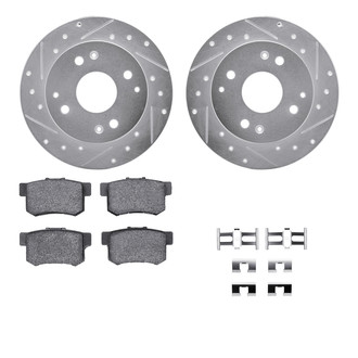 R1 Concepts® - Drilled and Slotted Rear Brake Kit with Performance Sport Pads