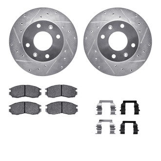 R1 Concepts® - Drilled and Slotted Front Brake Kit with Performance Sport Pads