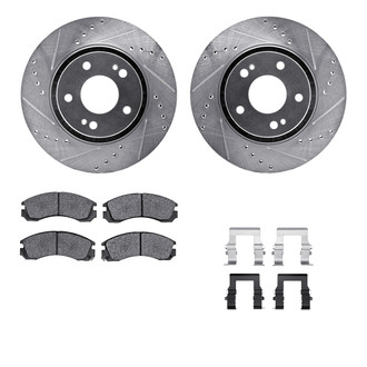 R1 Concepts® - Drilled and Slotted Front Brake Kit with Performance Sport Pads