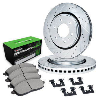 R1 Concepts® - Drilled and Slotted Front Brake Kit with Performance Sport Pads