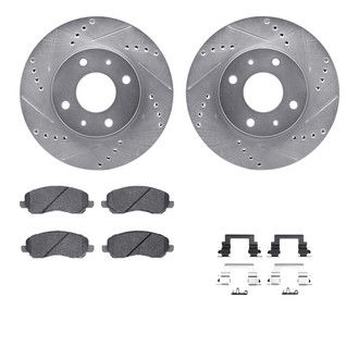 R1 Concepts® - Drilled and Slotted Front Brake Kit with Performance Sport Pads