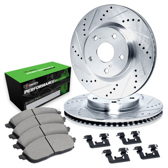 R1 Concepts® - Drilled and Slotted Rear Brake Kit with Performance Sport Pads