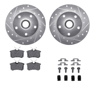 R1 Concepts® - Drilled and Slotted Rear Brake Kit with Performance Sport Pads