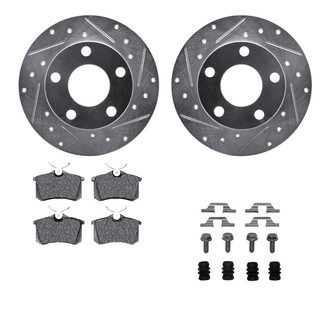 R1 Concepts® - Drilled and Slotted Rear Brake Kit with Performance Sport Pads