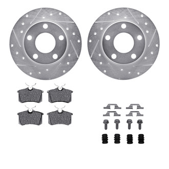 R1 Concepts® - Drilled and Slotted Rear Brake Kit with Performance Sport Pads