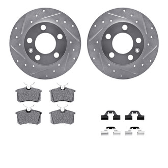 R1 Concepts® - Drilled and Slotted Rear Brake Kit with Performance Sport Pads