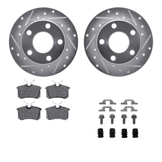 R1 Concepts® - Drilled and Slotted Rear Brake Kit with Performance Sport Pads