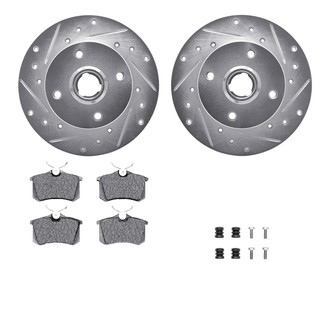 R1 Concepts® - Drilled and Slotted Rear Brake Kit with Performance Sport Pads