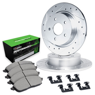 R1 Concepts® - Drilled and Slotted Rear Brake Kit with Performance Sport Pads
