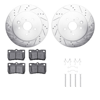 R1 Concepts® - Drilled and Slotted Rear Brake Kit with Performance Sport Pads