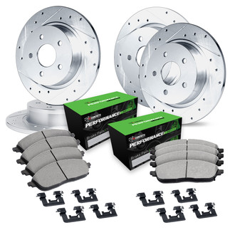 R1 Concepts® - Drilled and Slotted Front and Rear Brake Kit with Performance Sport Pads