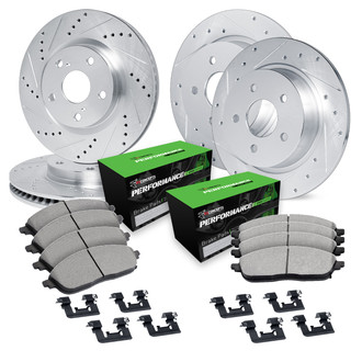 R1 Concepts® - Drilled and Slotted Front and Rear Brake Kit with Performance Sport Pads