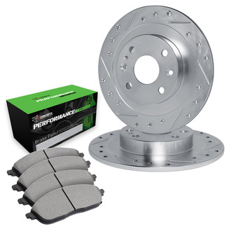 R1 Concepts® - Drilled and Slotted Rear Brake Kit with Performance Sport Pads