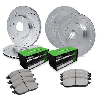 R1 Concepts® - Drilled and Slotted Front and Rear Brake Kit with Performance Sport Pads