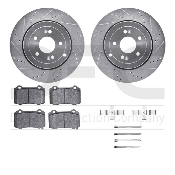  R1 Concepts® - Drilled and Slotted Rear Brake Kit with Euro Ceramic Pads