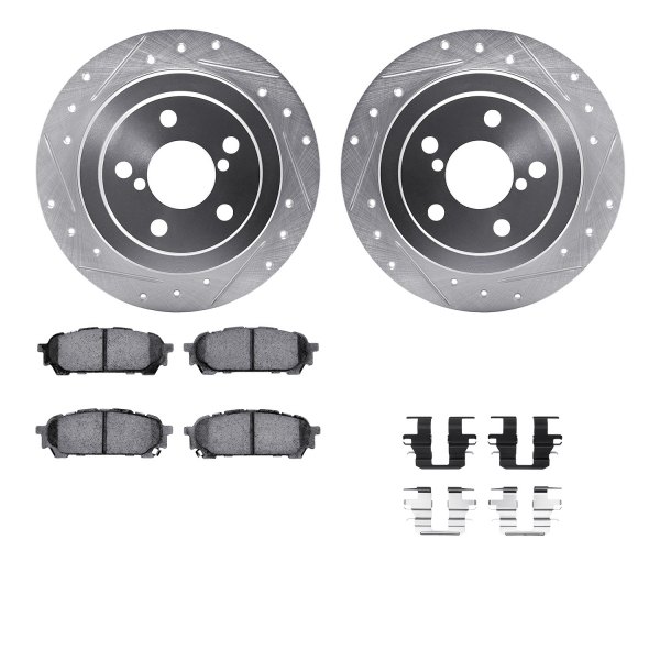  R1 Concepts® - Drilled and Slotted Rear Brake Kit with Euro Ceramic Pads