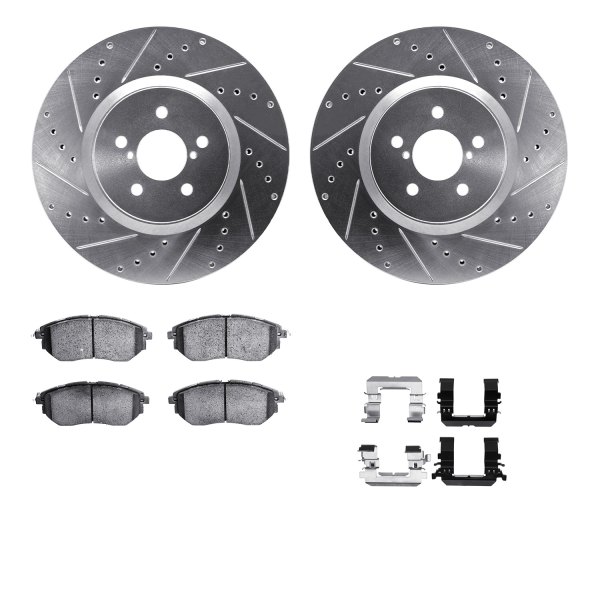  R1 Concepts® - Drilled and Slotted Front Brake Kit with Euro Ceramic Pads