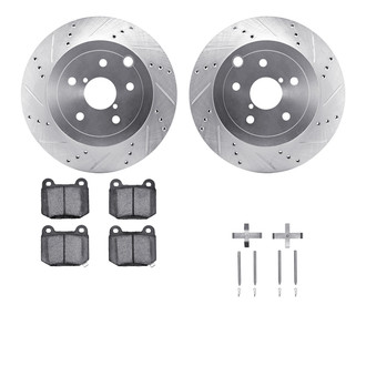 R1 Concepts® - Drilled and Slotted Rear Brake Kit with Euro Ceramic Pads