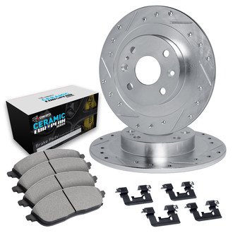 R1 Concepts® - Drilled and Slotted Front Brake Kit with Euro Ceramic Pads