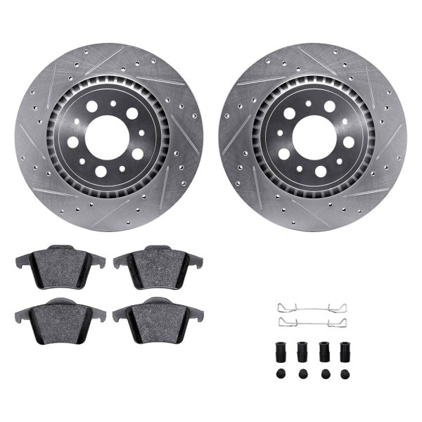  R1 Concepts® - Drilled and Slotted Rear Brake Kit with Euro Ceramic Pads