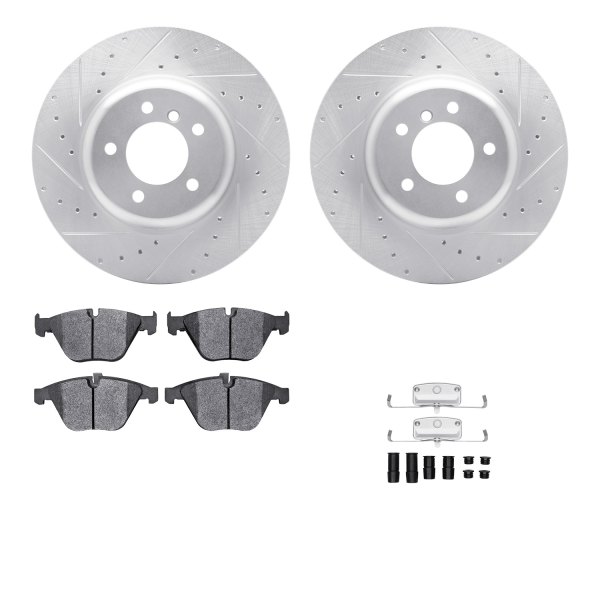  R1 Concepts® - Drilled and Slotted Front Brake Kit with Euro Ceramic Pads