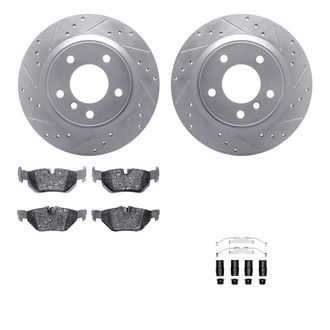 R1 Concepts® - Drilled and Slotted Rear Brake Kit with Euro Ceramic Pads