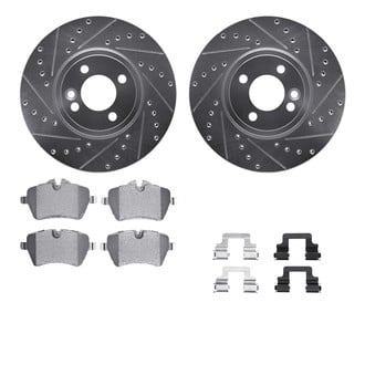 R1 Concepts® - Drilled and Slotted Front Brake Kit with Euro Ceramic Pads