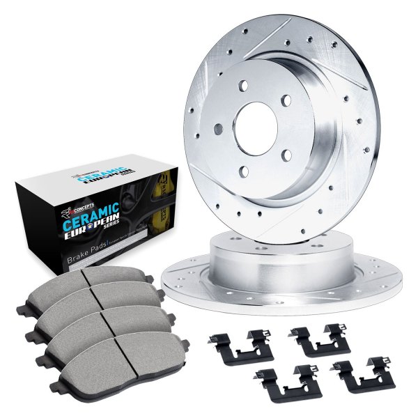  R1 Concepts® - Drilled and Slotted Rear Brake Kit with Euro Ceramic Pads