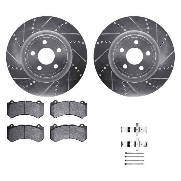  R1 Concepts® - Drilled and Slotted Front Brake Kit with Euro Ceramic Pads