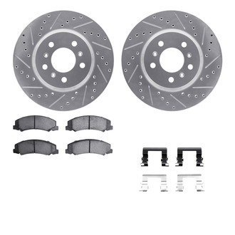 R1 Concepts® - Drilled and Slotted Front Brake Kit with Euro Ceramic Pads