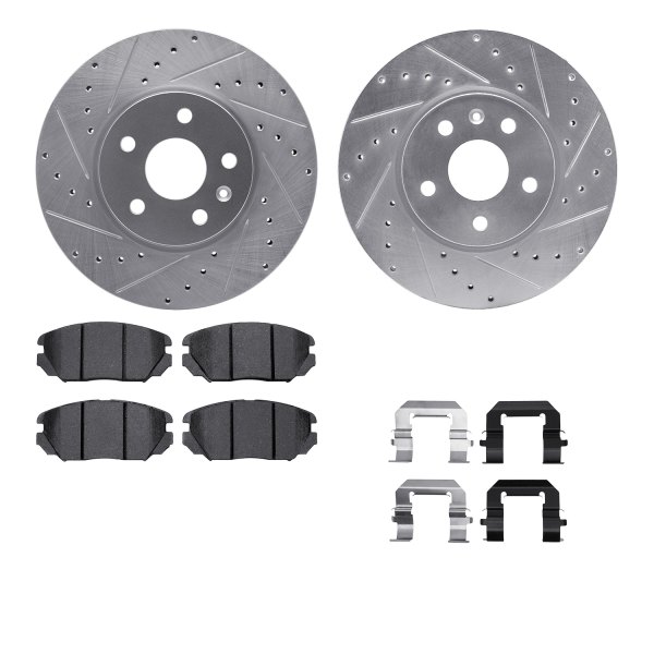  R1 Concepts® - Drilled and Slotted Front Brake Kit with Euro Ceramic Pads