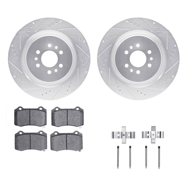  R1 Concepts® - Drilled and Slotted Rear Brake Kit with Euro Ceramic Pads