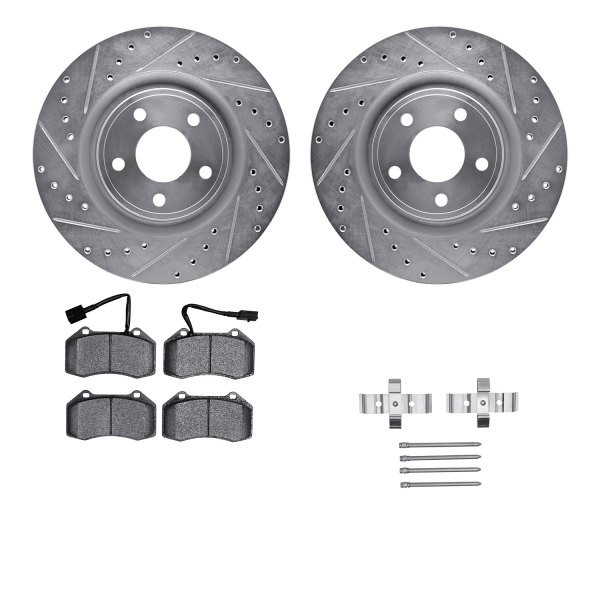  R1 Concepts® - Drilled and Slotted Front Brake Kit with Euro Ceramic Pads