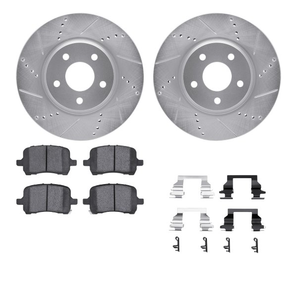  R1 Concepts® - Drilled and Slotted Front Brake Kit with Euro Ceramic Pads