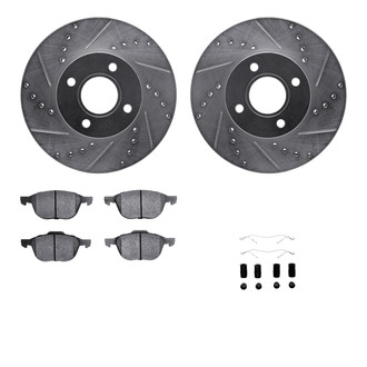 R1 Concepts® - Drilled and Slotted Front Brake Kit with Euro Ceramic Pads