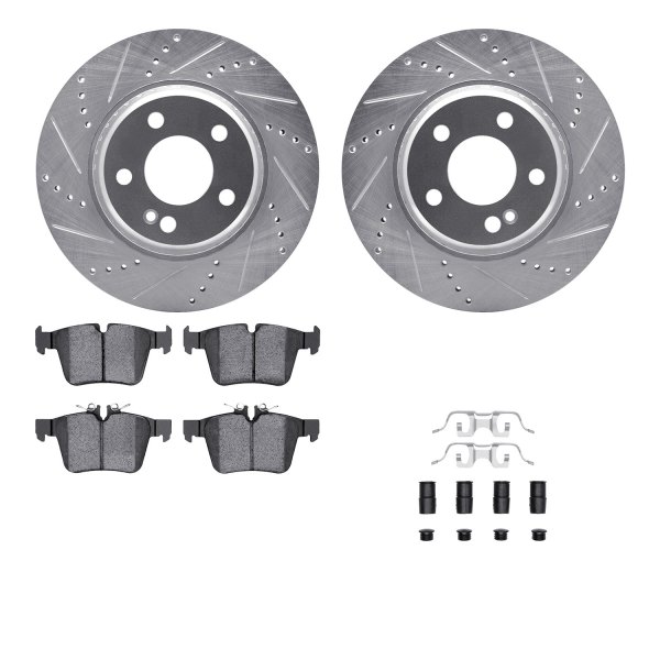  R1 Concepts® - Drilled and Slotted Rear Brake Kit with Euro Ceramic Pads