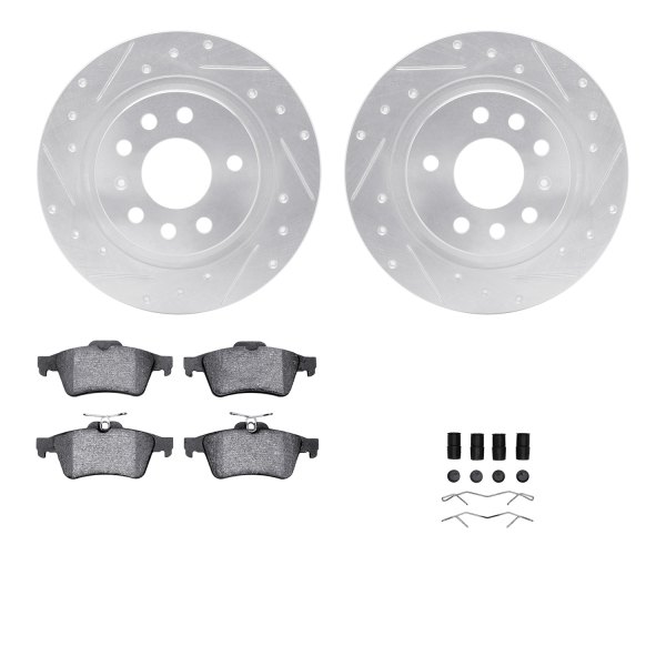  R1 Concepts® - Drilled and Slotted Rear Brake Kit with Euro Ceramic Pads