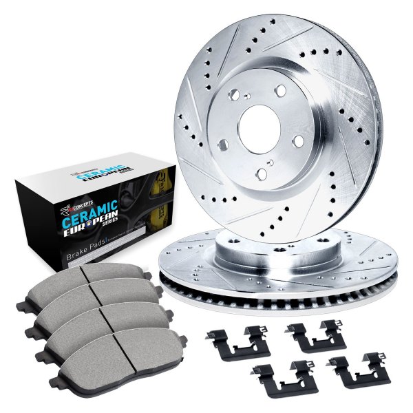  R1 Concepts® - Drilled and Slotted Rear Brake Kit with Euro Ceramic Pads