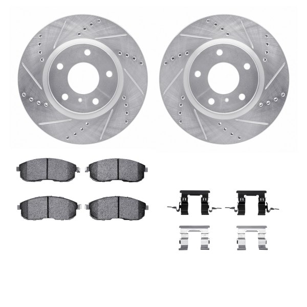  R1 Concepts® - Drilled and Slotted Front Brake Kit with Euro Ceramic Pads