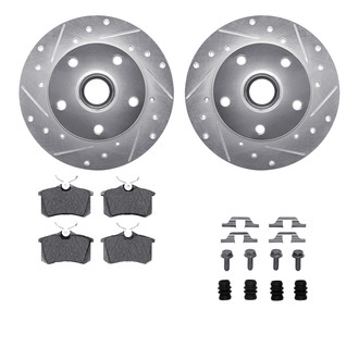 R1 Concepts® - Drilled and Slotted Rear Brake Kit with Euro Ceramic Pads