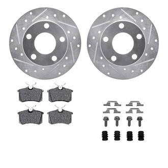 R1 Concepts® - Drilled and Slotted Rear Brake Kit with Euro Ceramic Pads