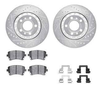 R1 Concepts® - Drilled and Slotted Rear Brake Kit with Euro Ceramic Pads