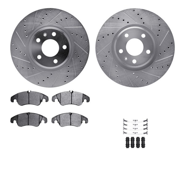  R1 Concepts® - Drilled and Slotted Front Brake Kit with Euro Ceramic Pads