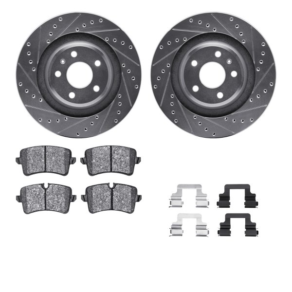  R1 Concepts® - Drilled and Slotted Rear Brake Kit with Euro Ceramic Pads