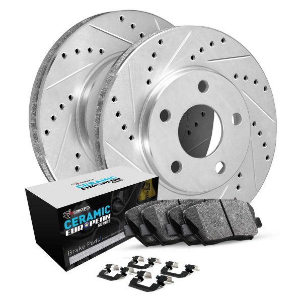  R1 Concepts® - Drilled and Slotted Front Brake Kit with Euro Ceramic Pads