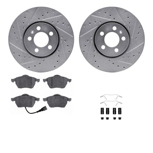  R1 Concepts® - Drilled and Slotted Front Brake Kit with Euro Ceramic Pads