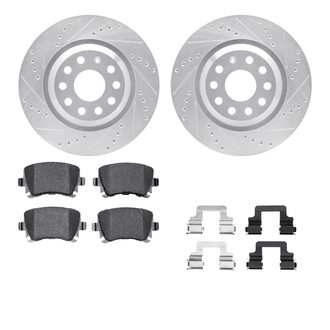 R1 Concepts® - Drilled and Slotted Rear Brake Kit with Euro Ceramic Pads